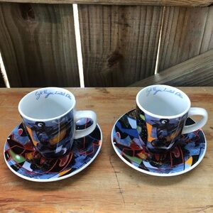 Set of 2 Abstract Espresso Cups & Saucers Cafe Najjar 2019 Limited Edition